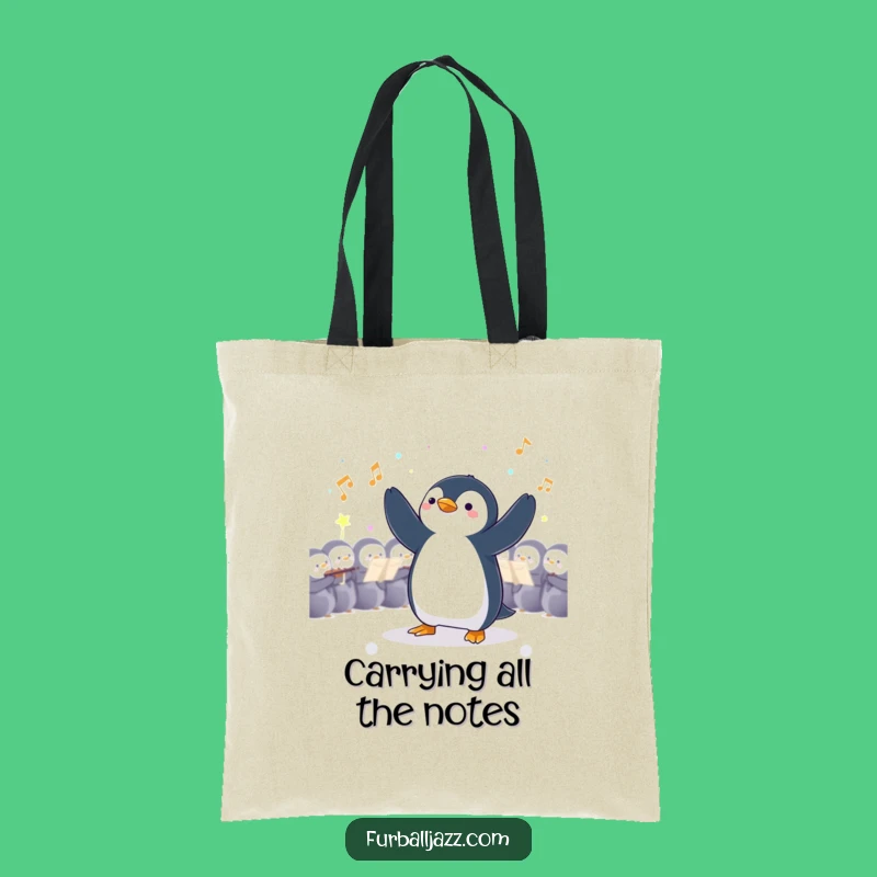 Funny Penguin Conductor Tote Bag: Carry Your Music with Flair - A Funny Gift