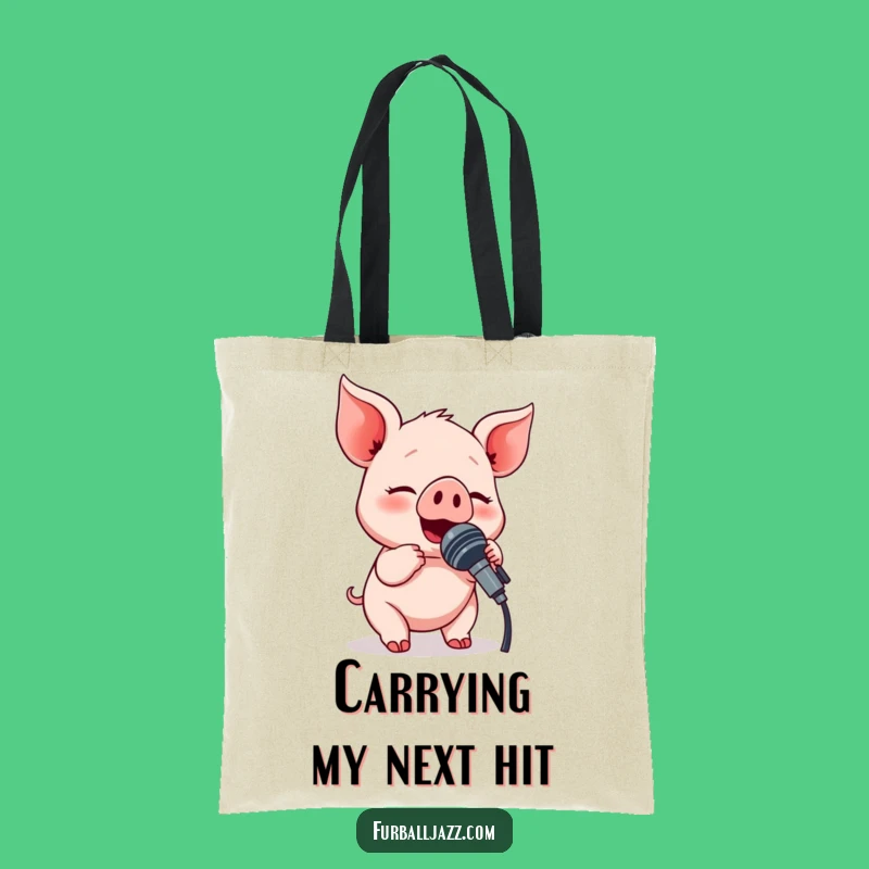 Funny Piglet Microphone Tote Bag: Carry Your Tunes in Style - Hilarious Gift Idea