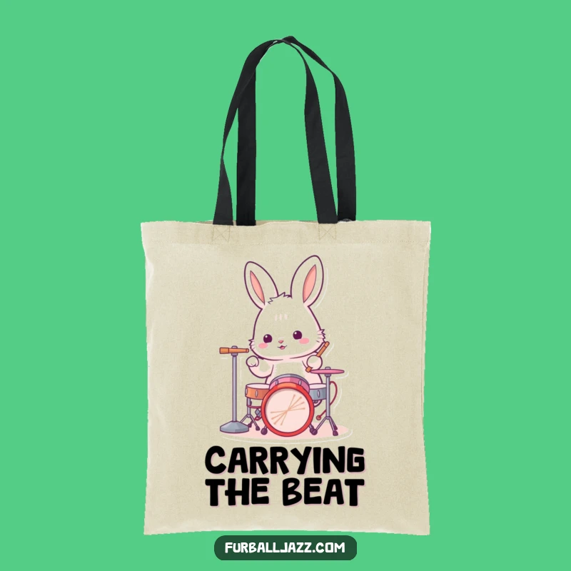 Funny Rabbit Drummer Tote Bag: Carry Your Rhythm, Great Funny Gift