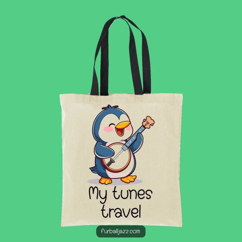 Funny Penguin Banjo Tote Bag: Carry Your Tunes in Style - Hilarious Gift